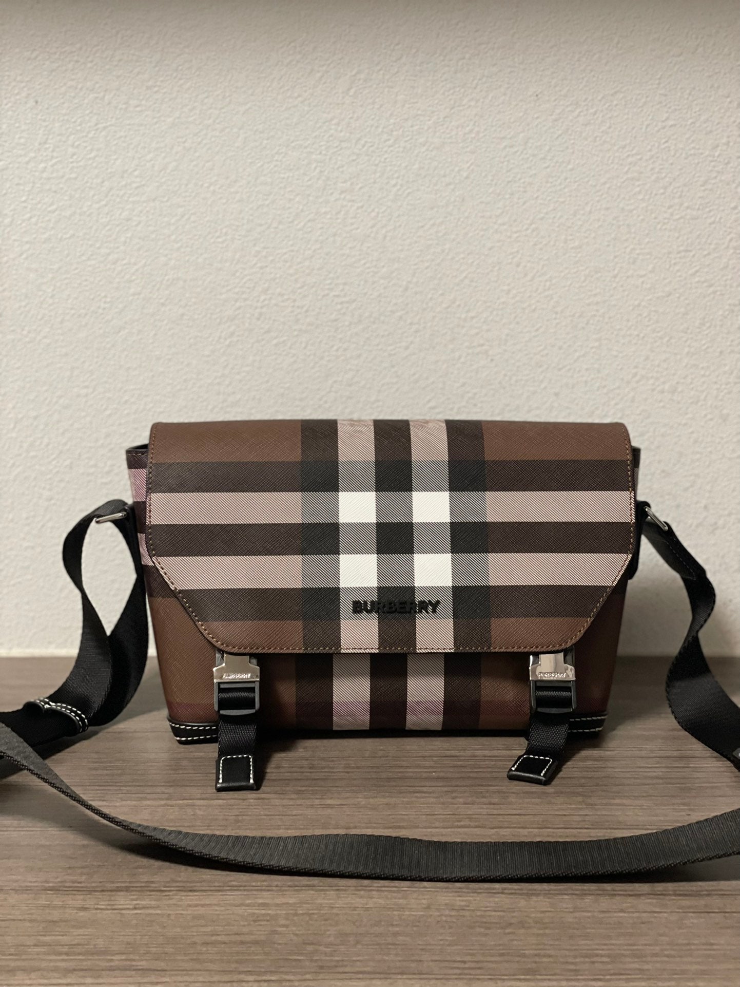 BURBERRY MESSENGER BIRCH CHECK BROWN BAG
