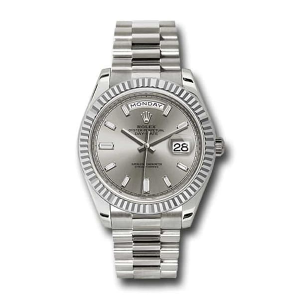 RLX Day-Date 40 Presidential Silver dial, Fluted Bezel, President bracelet, White gold Watch