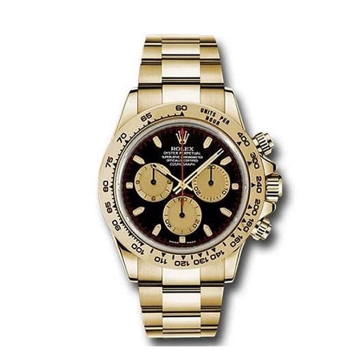 RLX Daytona Black Dial Oyster Bracelet 18k Yellow Gold Mens Watch 116508-0009