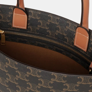 Small Cabas vertical in Triomphe Canvas and calfskin - Tan - TRIOMPHE CANVAS - 2 | CE Small Cabas vertical in Triomphe Canvas and calfskin - Tan - TRIOMPHE CANVAS - 3 | CE Small Cabas vertical in Triomphe Canvas and calfskin - Tan - TRIOMPHE