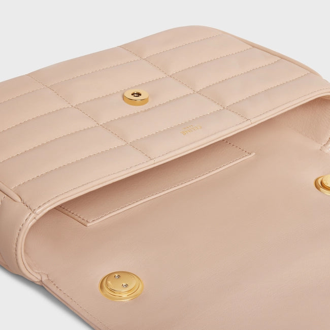 CHAIN SHOULDER BAG MATELASSE MONOCHROME CE IN QUILTED GOATSKIN NUD