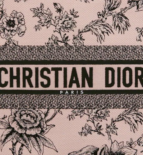 LARGE D BOOK TOTE Powder Pink D Jardin Botanique Embroidery (42 x 35 x 18.5 cm)