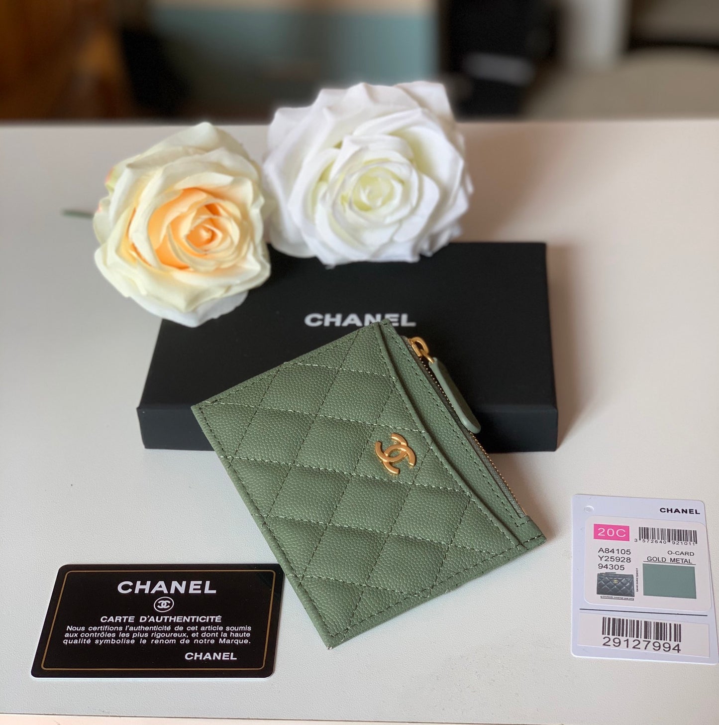 cc Flat Card Holder Olive Bag For Women 11.5cm/4.5in