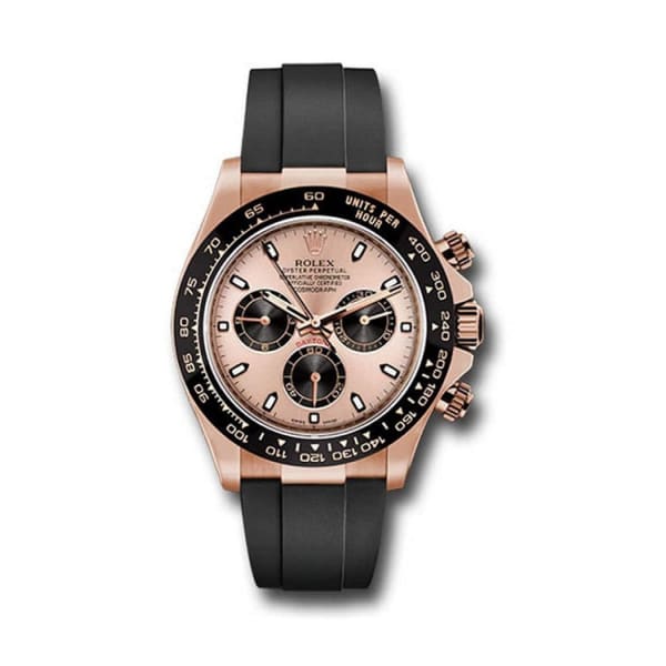 RLX Daytona, Pink dial, Engraved Bezel, Rubber Oysterflex, Rose gold Watch 116515ln-0018