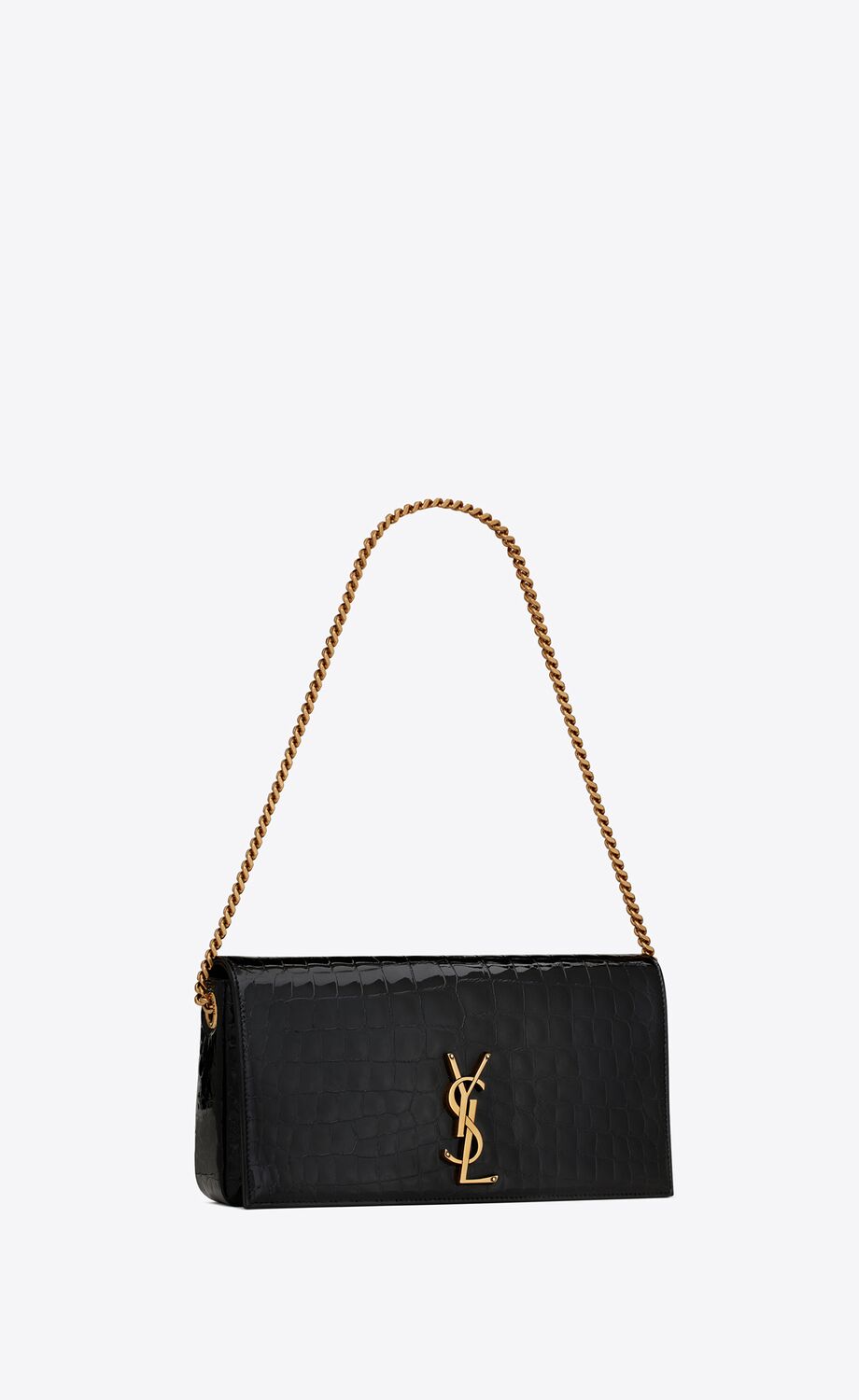 Y Kate Supple 99 Chain Bag in Crocodile-embossed Shiny Leather