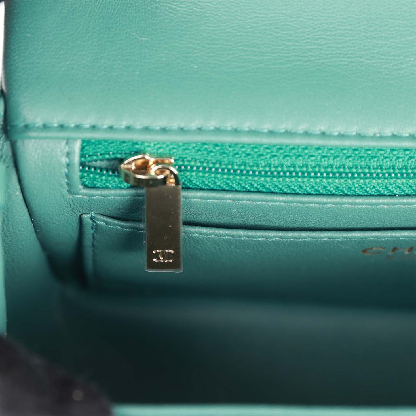 CC Mini Rectangular Flap Bag Green Lambskin Light Gold Hardware