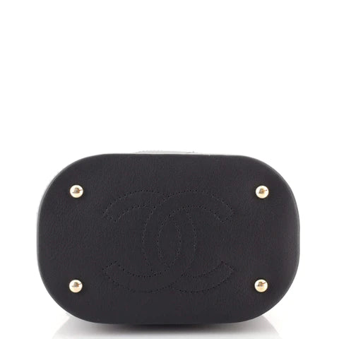 CC Drawstring Bucket Bag Quilted Calfskin Mini