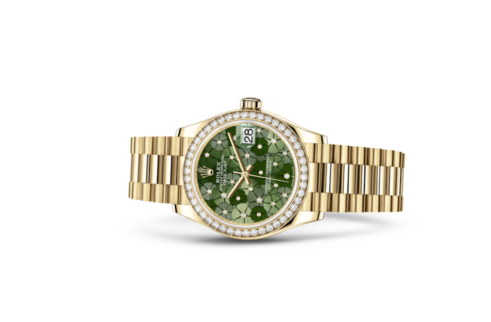 LadyRlx DATEJUST 31 Olive Green, Floral Motif Set With Diamonds .278288RBR