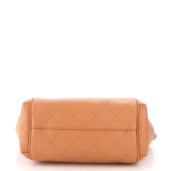 CC Open Shopping Tote Stitched Leather Large