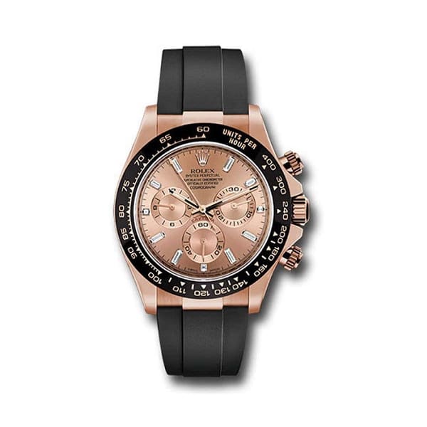 RLX Daytona, Pink dial, Engraved Bezel, Rubber Oysterflex, Rose gold Watch 116515ln-0021