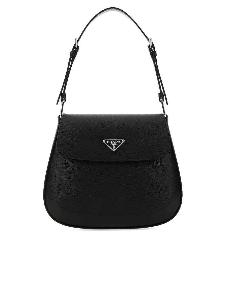 PP Cleo Saffiano Leather Small Shoulder Bag in Black