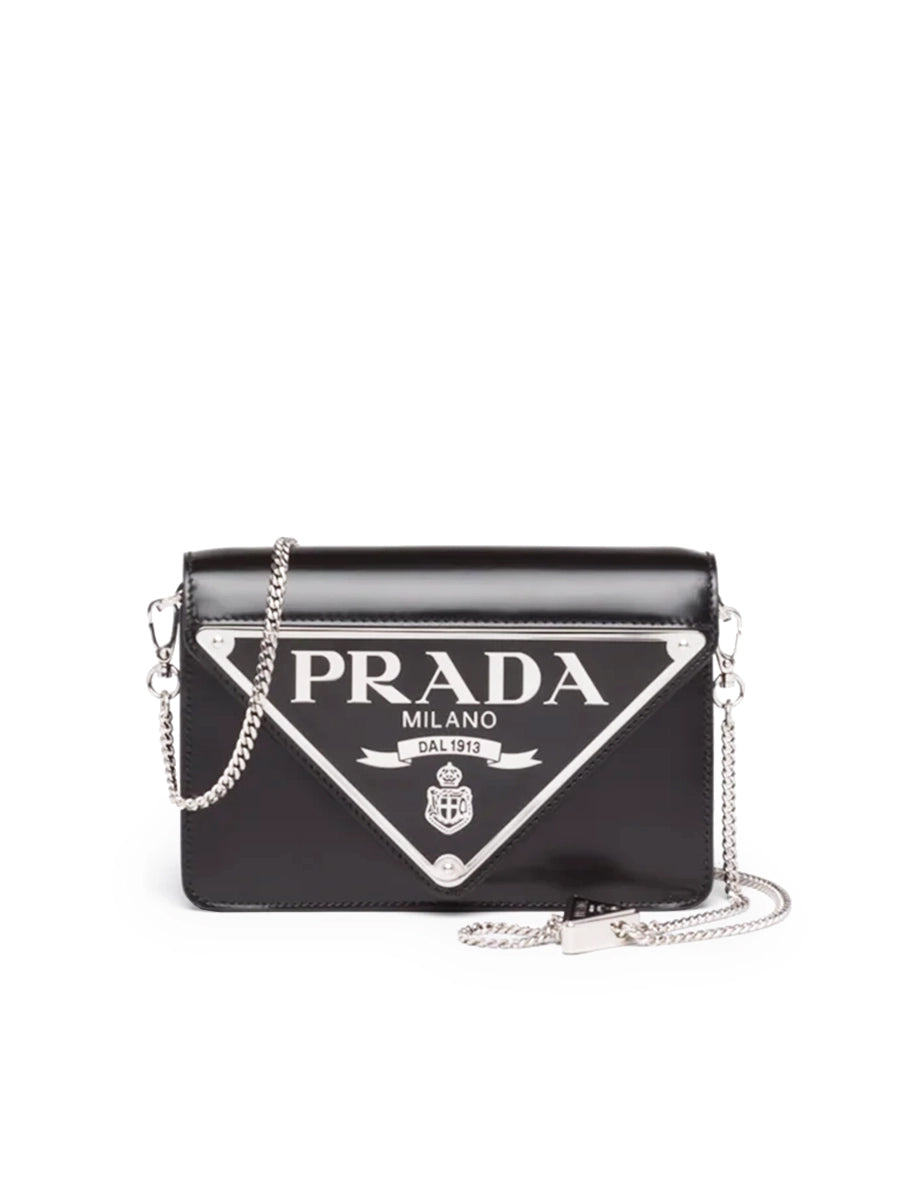 PP Brushed Leather Shoulder Bag in Black