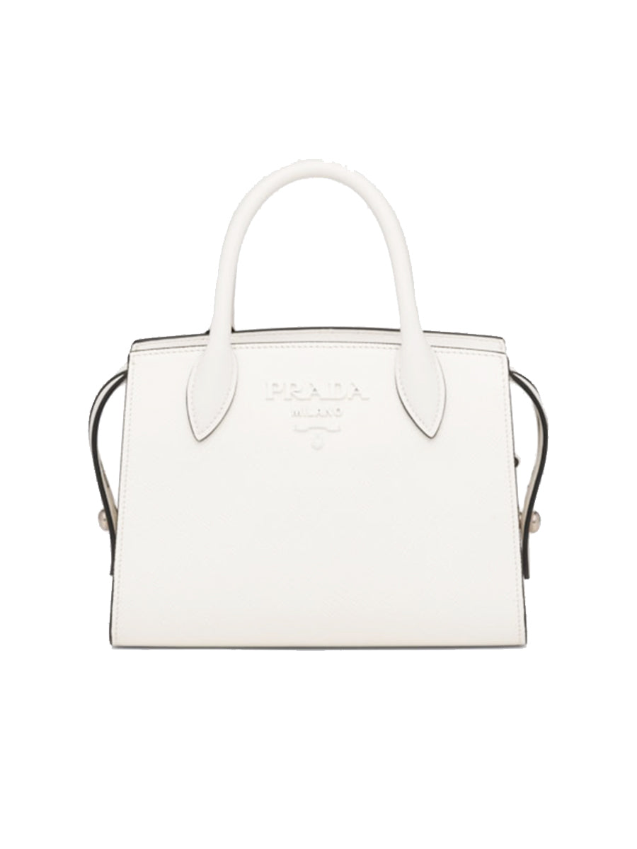 PP Saffiano Leather PP Monochrome Bag in White