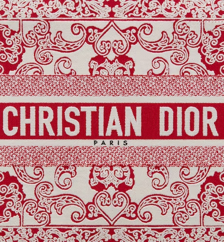 MEDIUM D BOOK TOTE White and Red D Bandana Embroidery (36 x 27.5 x 16.5 cm)