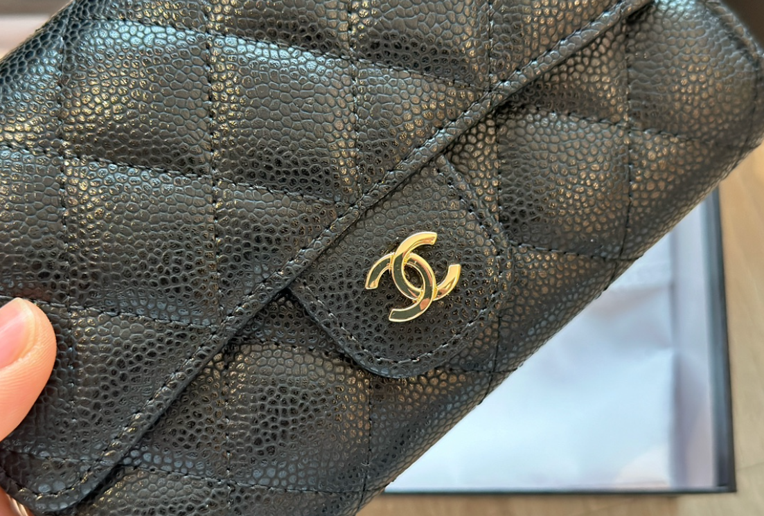 cc new arrival wallet caviar leather size: 15.5*10cm