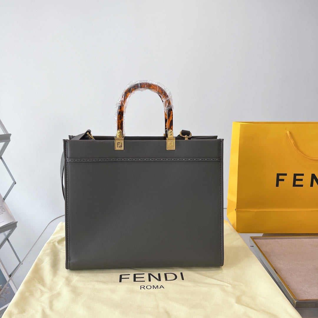 Fd Women Sunshine Medium Leather Shopper-Grey