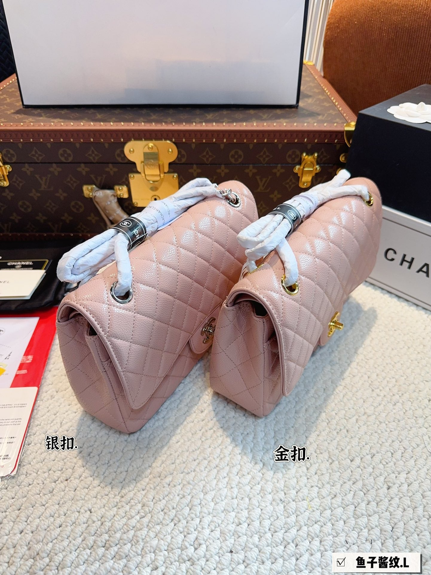 CC new arrival cf bag caviar leather size; 26*6*17cm