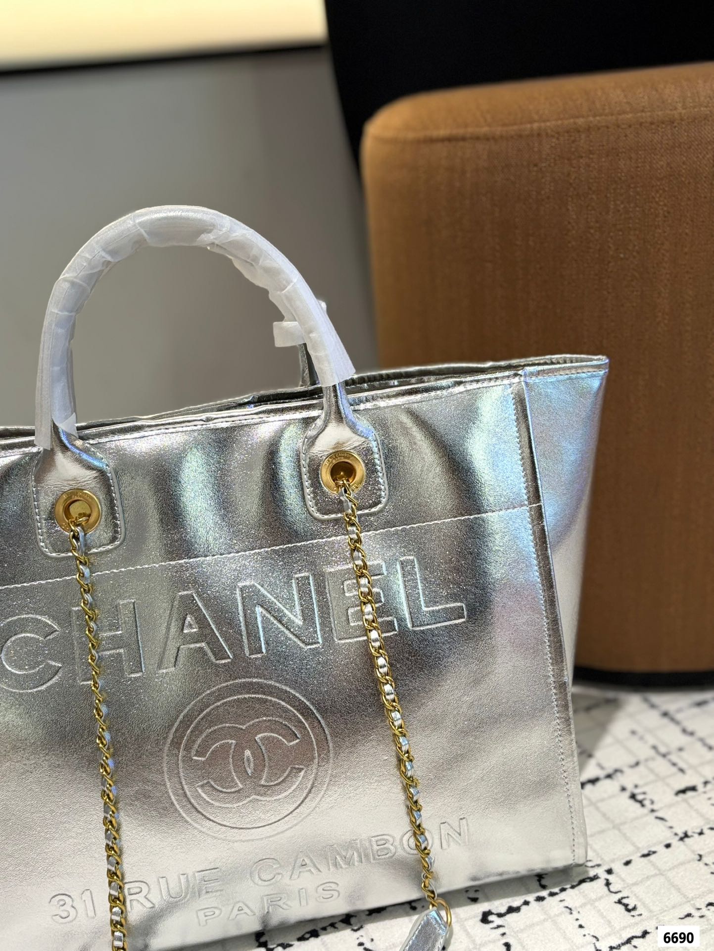 Cc new arrival tote bag gold silver size:36*30 cm