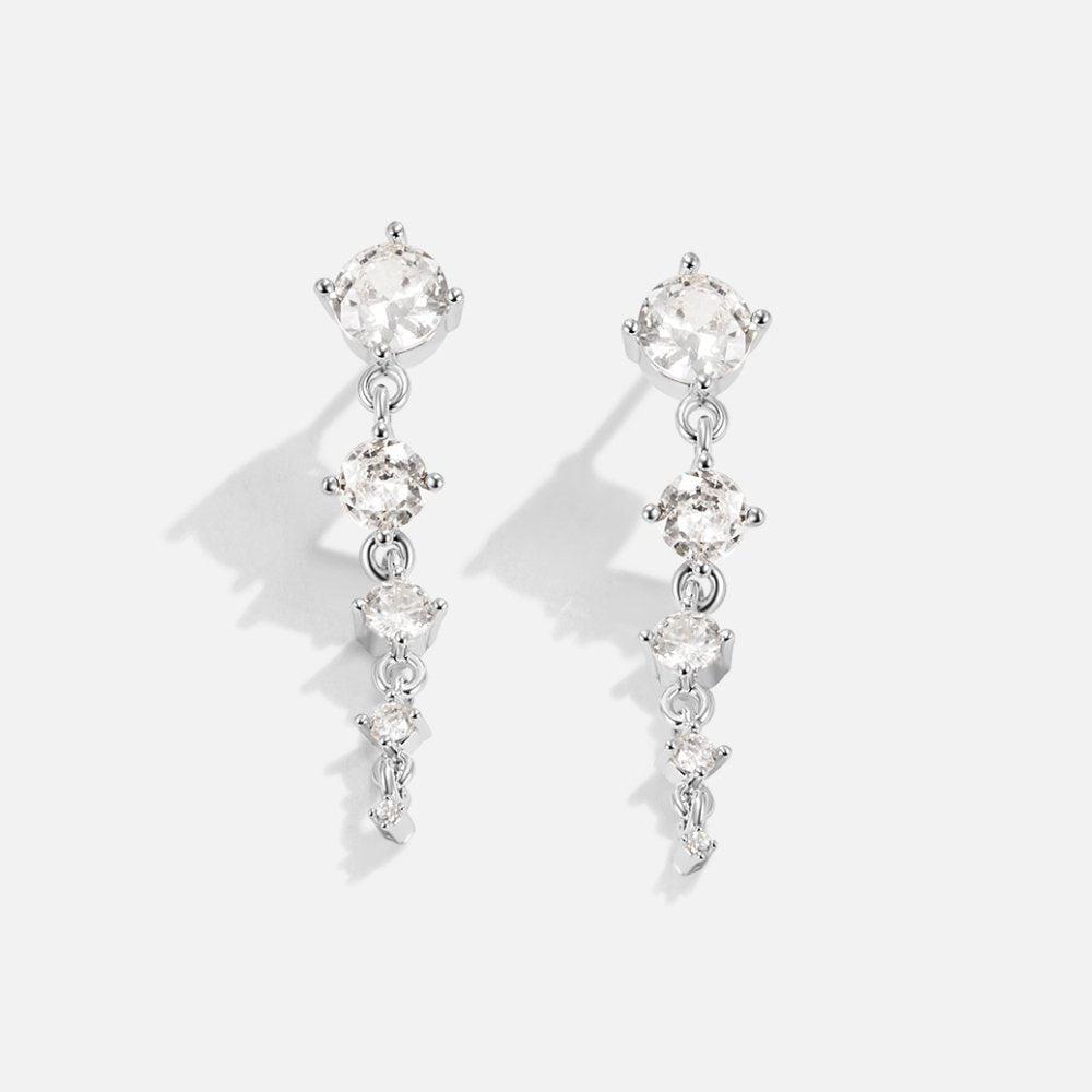 Selena Silver Crystal Drop Earrings