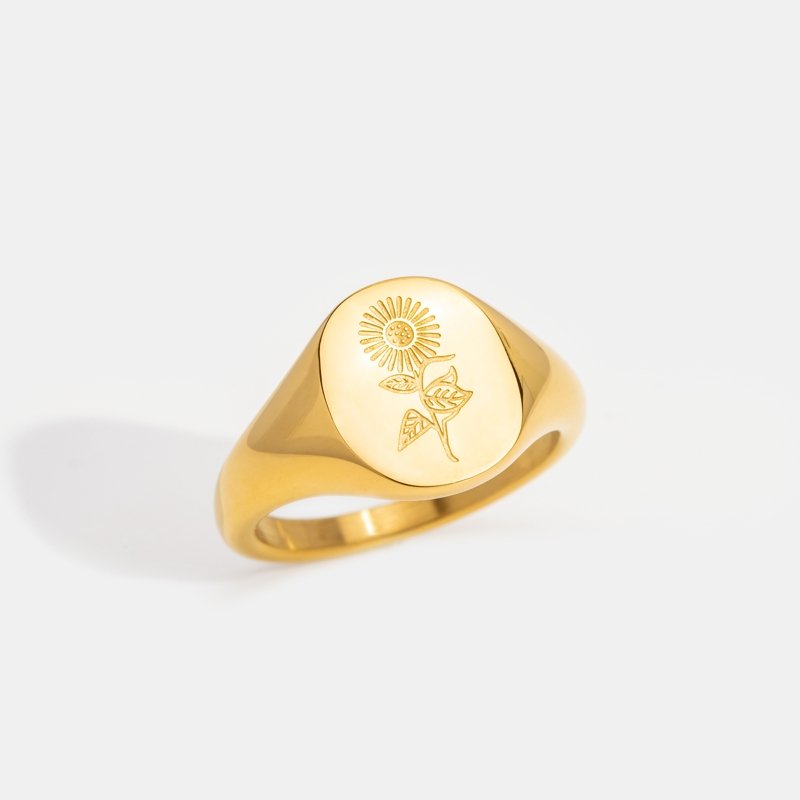 18K Gold Sunflower Ring