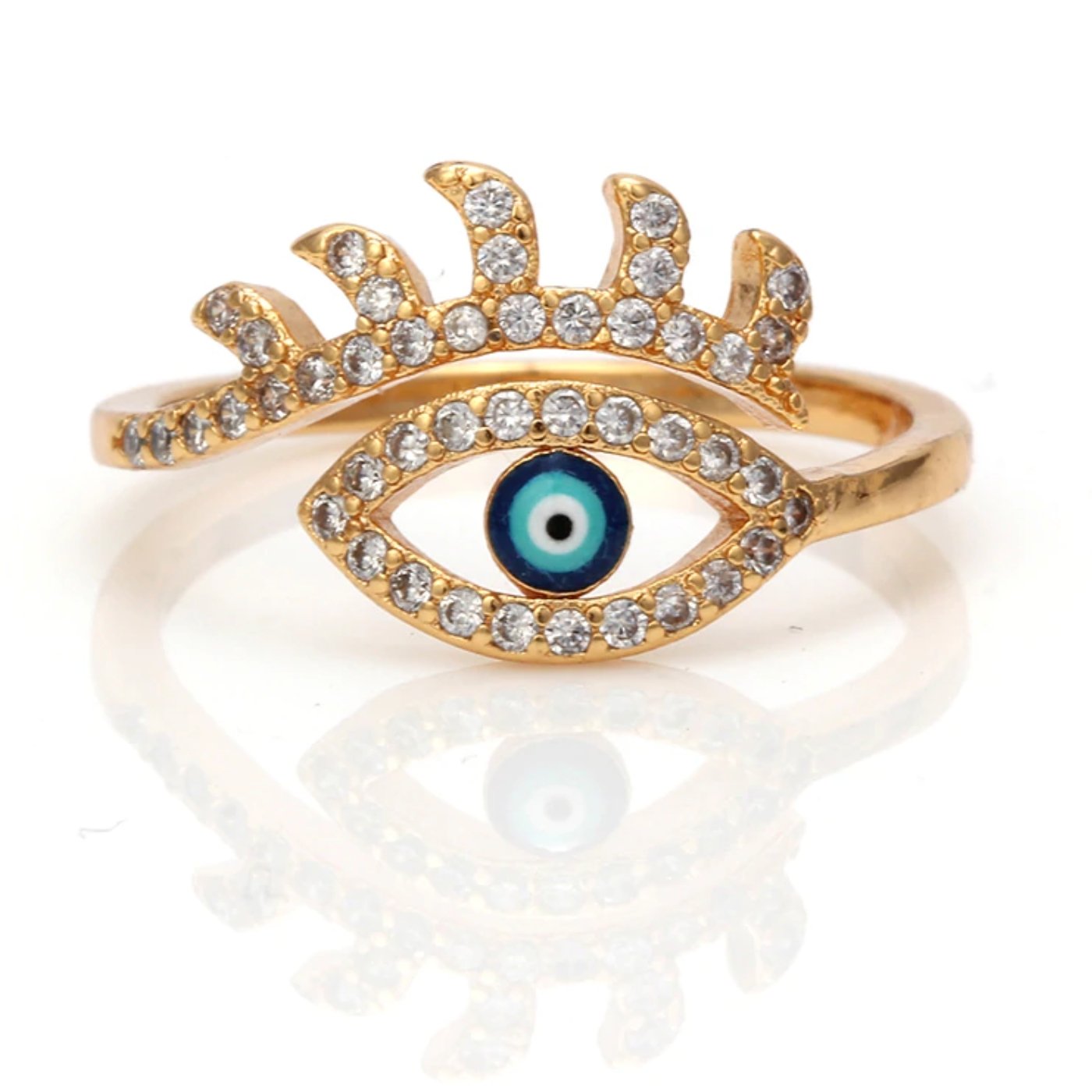 Crystal Blue Evil Eye Ring