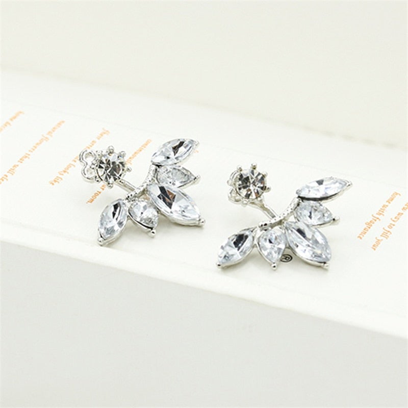 Crystal Flora Leaf Earrings