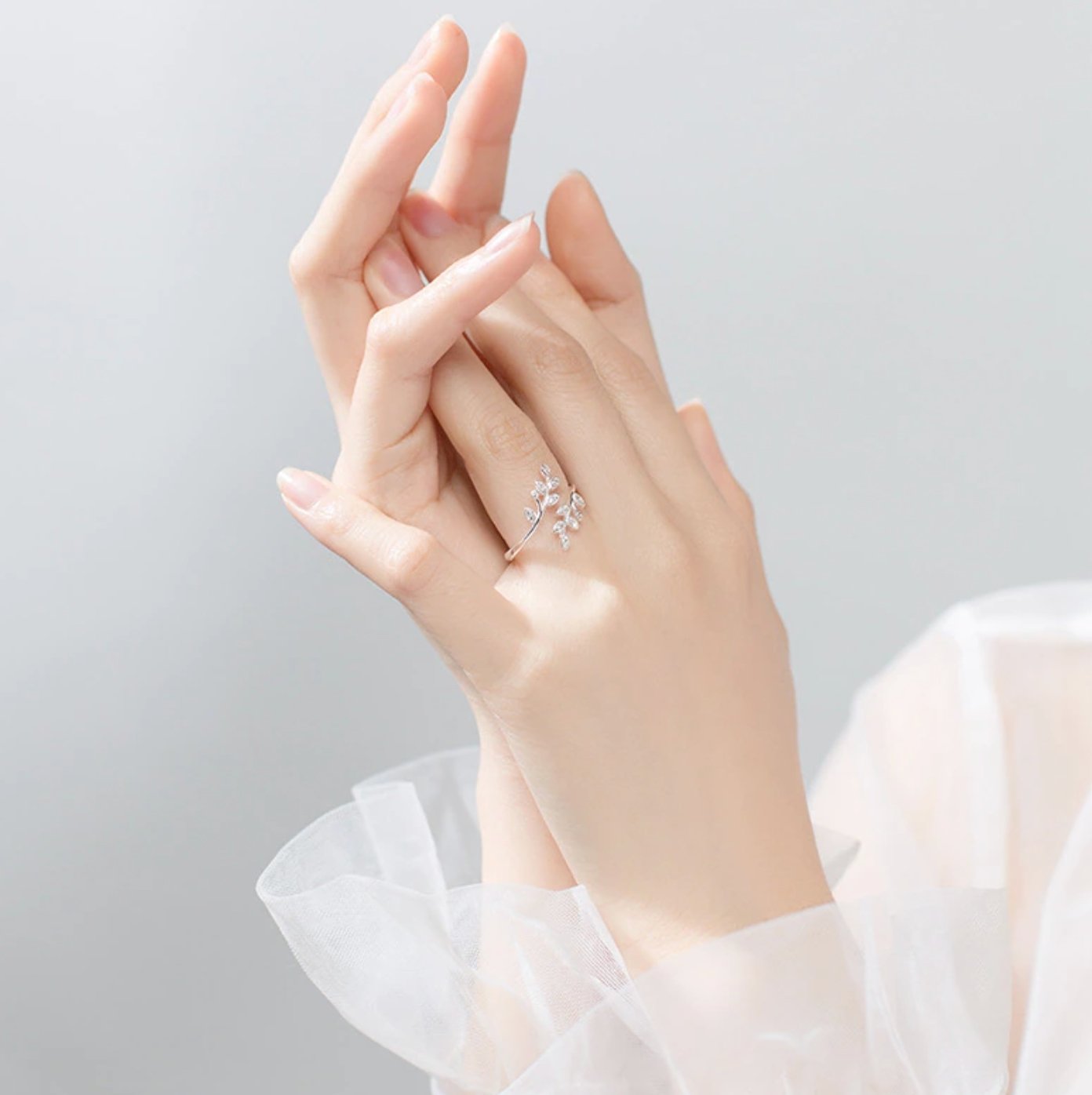 Bague en argent sterling cristal de vigne