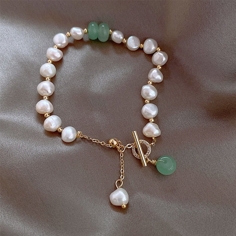 Freshwater Pearl & Pink Aventurine Bracelet