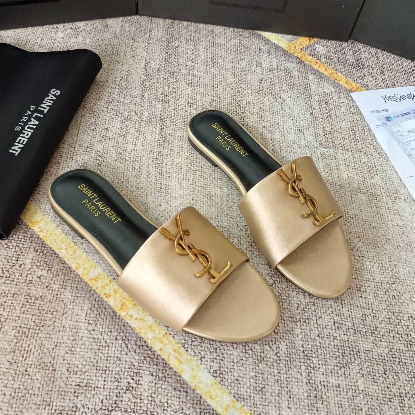Classic Gold Signature Flat Slippers