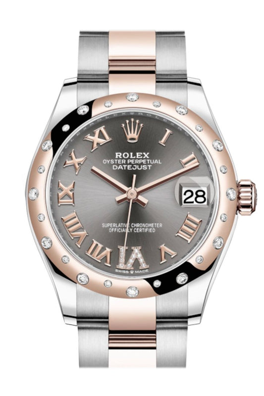 Rlx Datejust 31 Rhodium Large VI diamonds Dial Diamond Bezel Rose Gold Two Tone Watch 278341RBR 278341