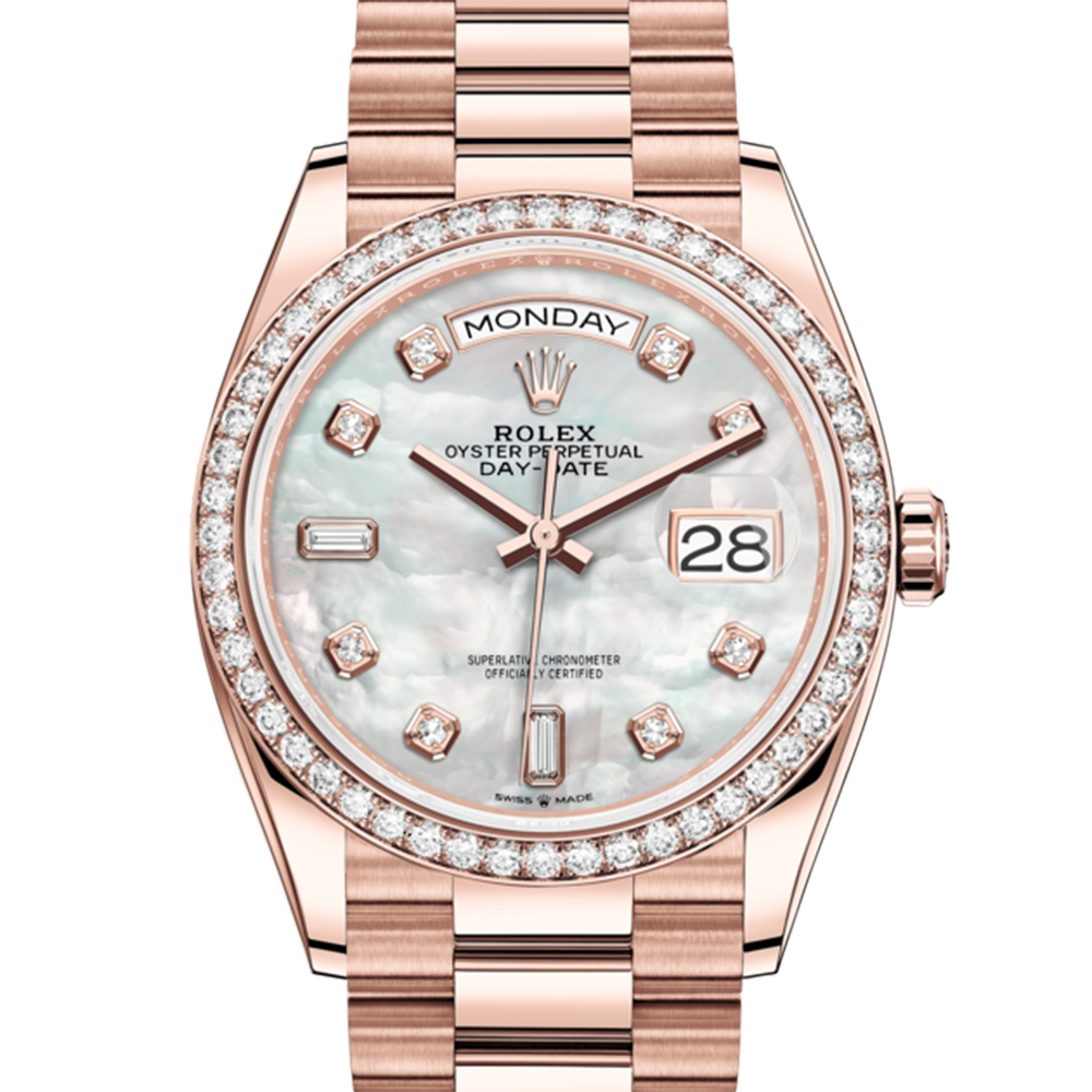 LadyRLX DAY-DATE 36 White Mother-of-pearl Set With Diamonds .128345RBR