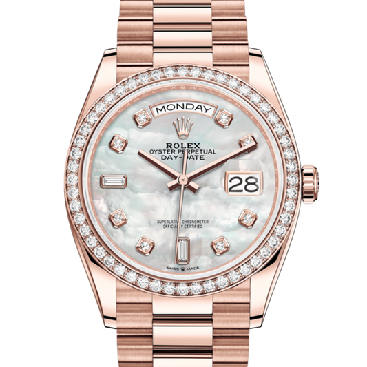 LadyRLX DAY-DATE 36 White Mother-of-pearl Set With Diamonds .128345RBR