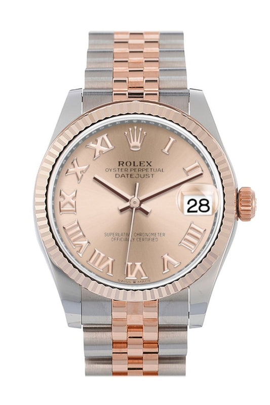 Rlx Datejust 31 Rose Roman Dial Fluted Bezel 18K Everose Gold Two Tone Jubilee Watch 278271