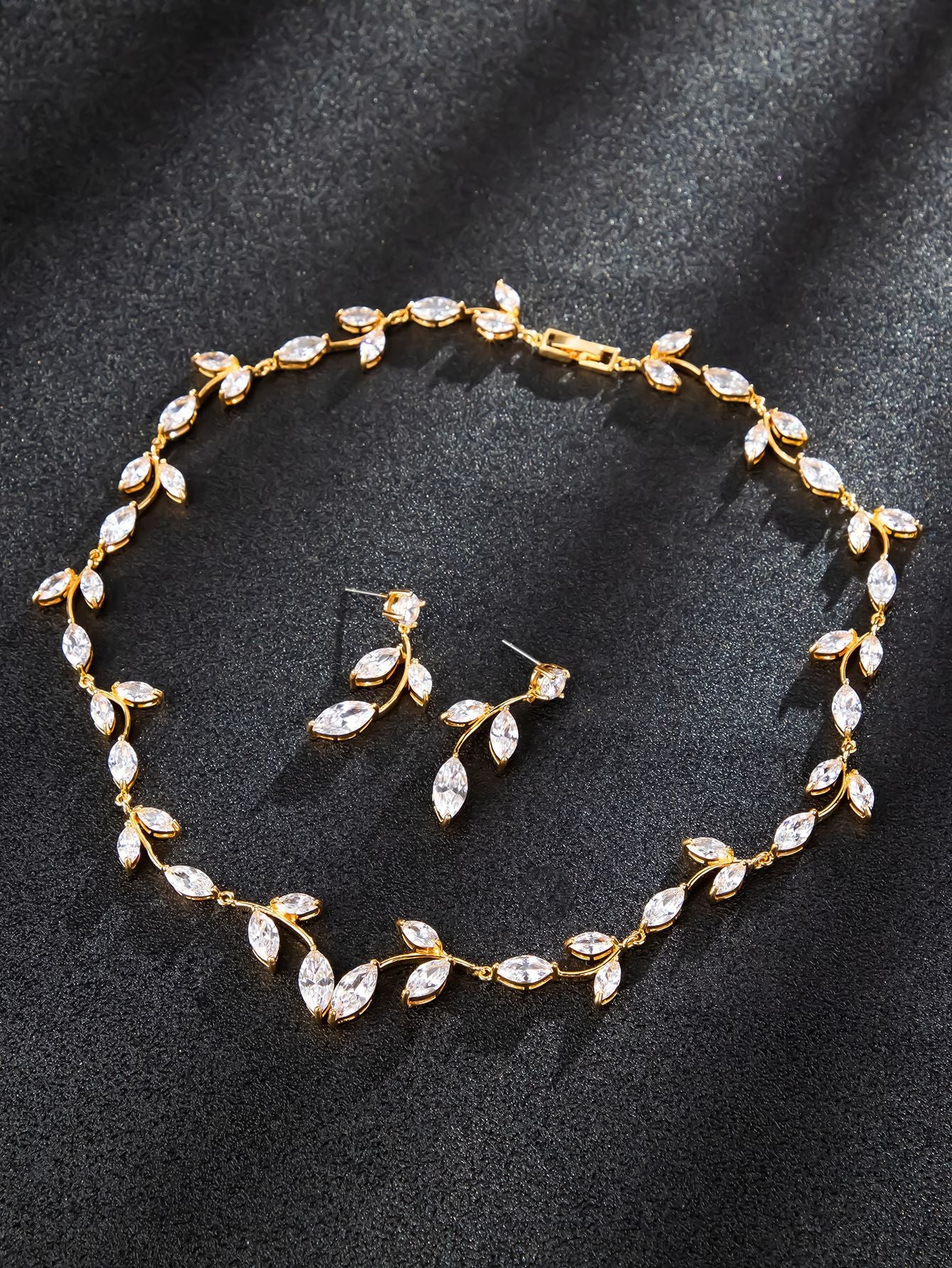 Leaf earrings and necklace set--bridal accessories