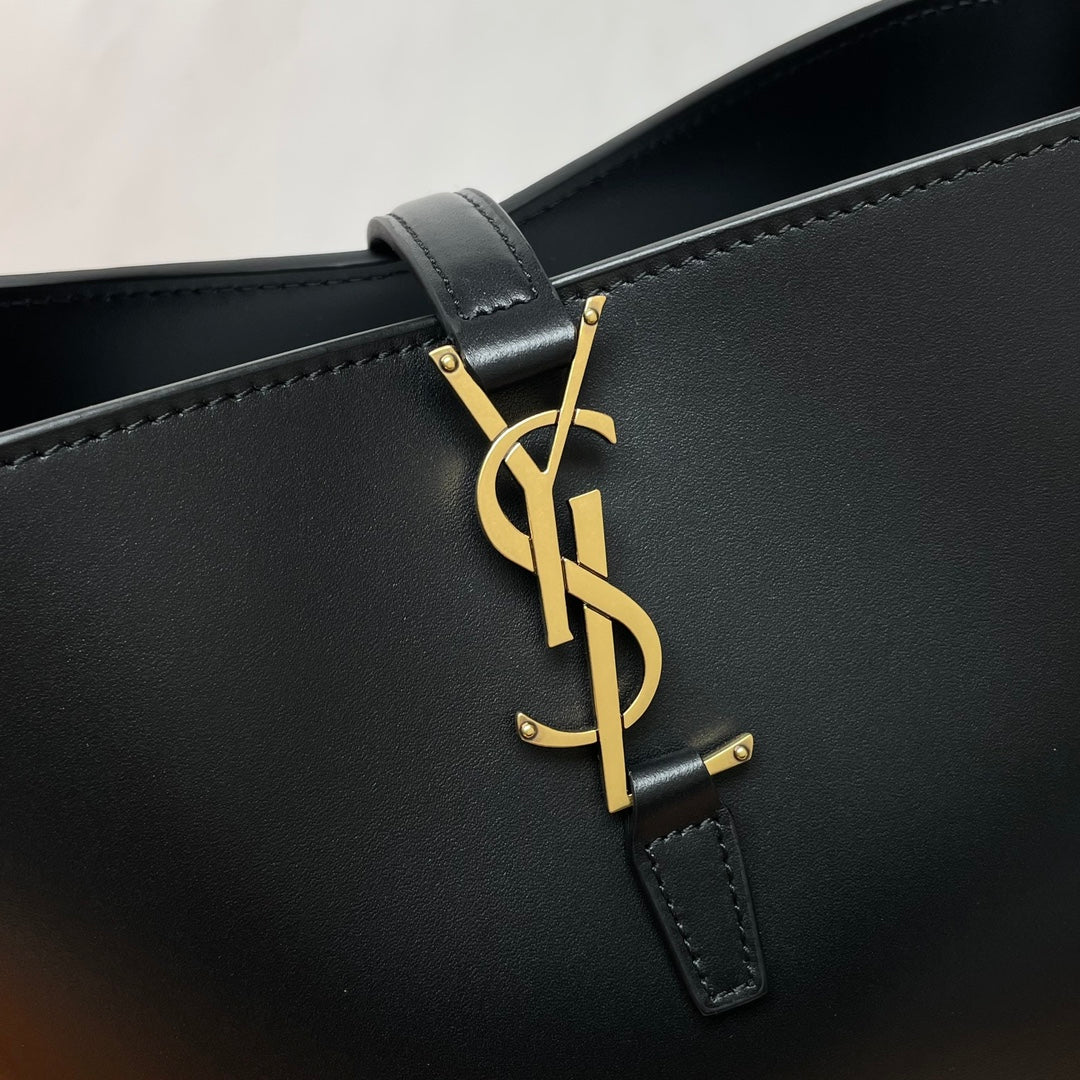 SAINT LAURENT LE 37 Mini Shiny Leather Bucket Bag