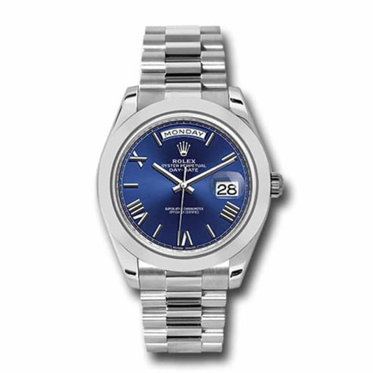 RLX Day-Date 40 Presidential Blue dial, Smooth Bezel, President bracelet, Watch 228206-0015