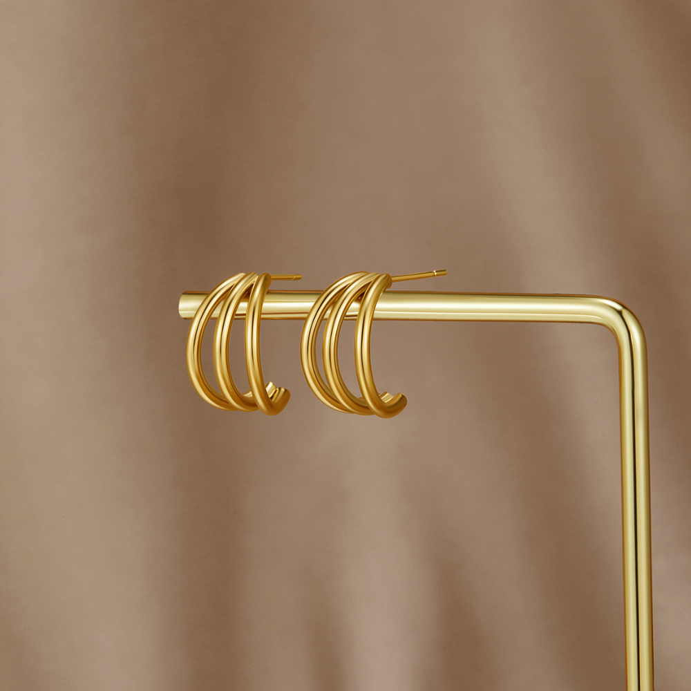 Anaya Triple Gold Hoop Earrings