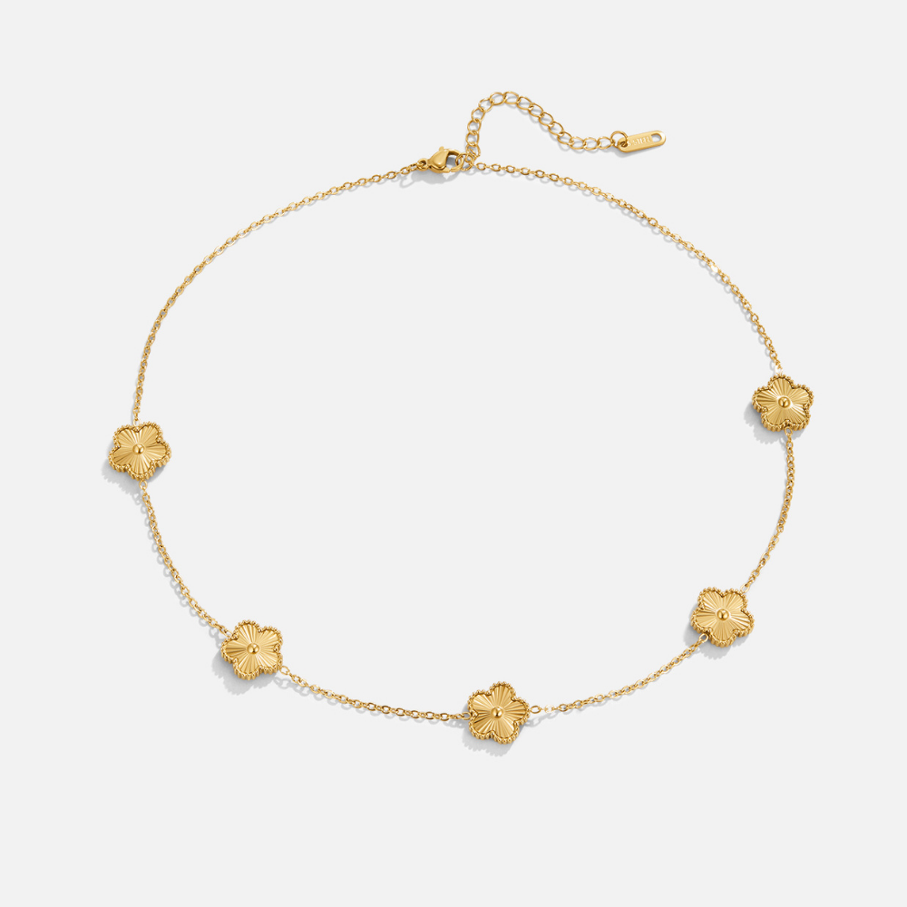 Golden Clover Cluster Necklace