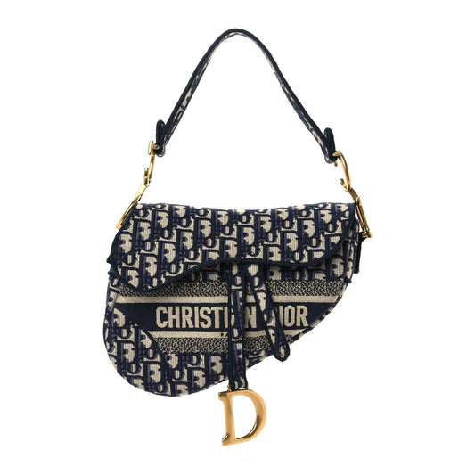 CHRISTIAN D Oblique Embroidered Saddle Bag Blue