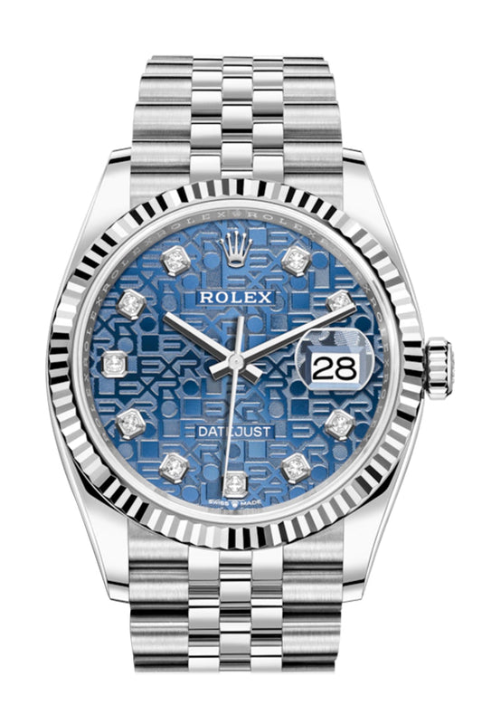 Rlx Datejust 36 Blue Jubilee DiamondDial Automatic Jubilee Watch 126234
