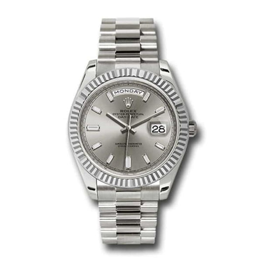 RLX Day-Date 40 Presidential Silver dial, Fluted Bezel, President bracelet, White gold Watch