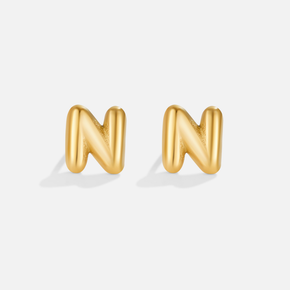 Gold Bubble Letter Earrings