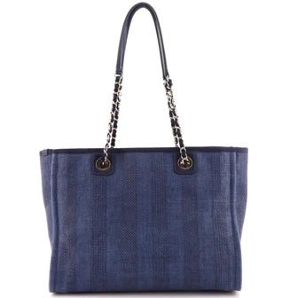 CC Deauville Tote Striped Raffia Small