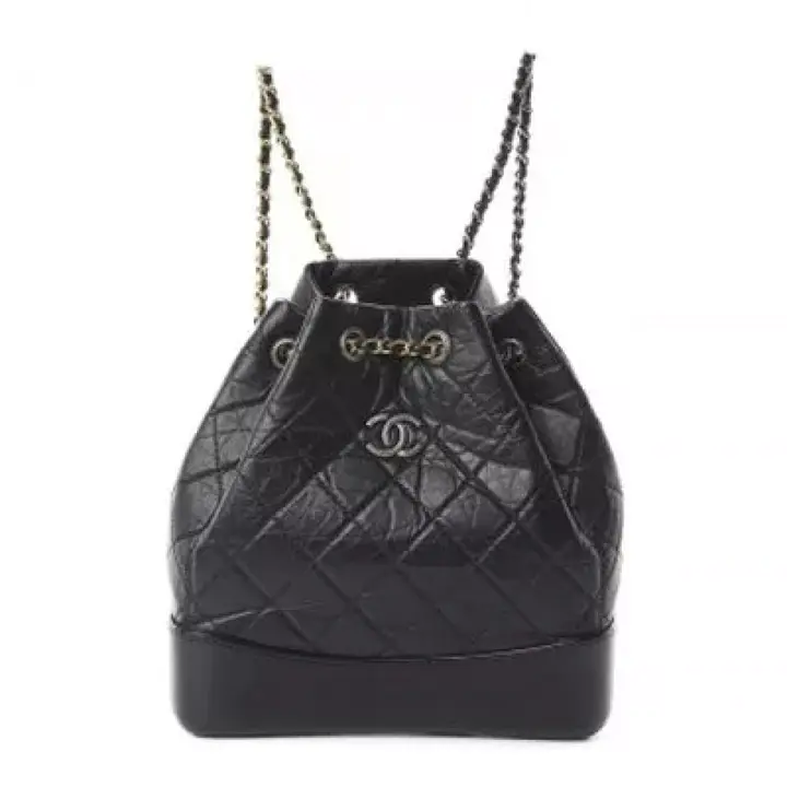 CC Aged Calfskin Quilted Small Gabrielle Backpack Black