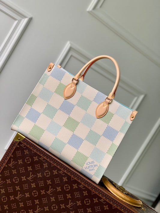 LV N40518 Louis Vuitton OnTheGo MM Tote Bag Blue