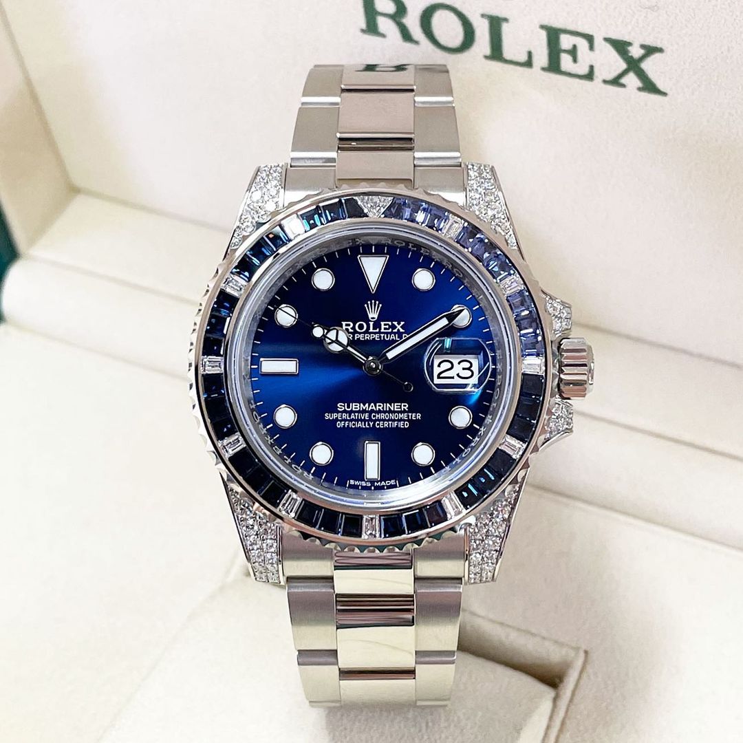 Rlx Submariner Date 116659 SABR 18K White Gold Diamonds Sapphires UNWORN