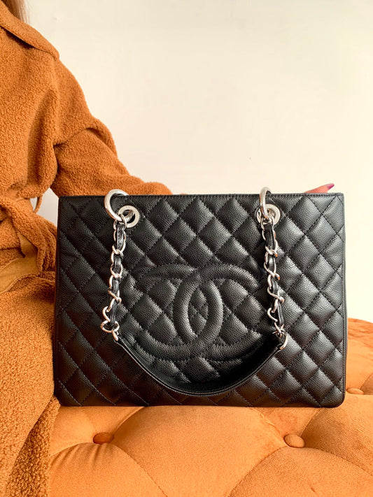 CHANEL BLACK CAVIAR GST GRAND SHOPPER TOTE BAG 34X24X12