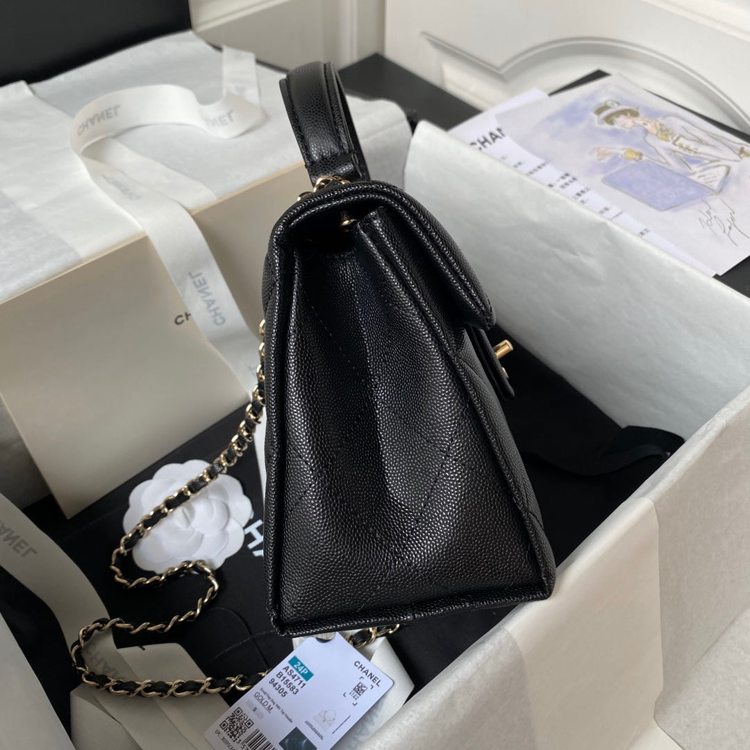 Chanel Small Flap Kelly Bag With Top Handle in Grained Calfskin