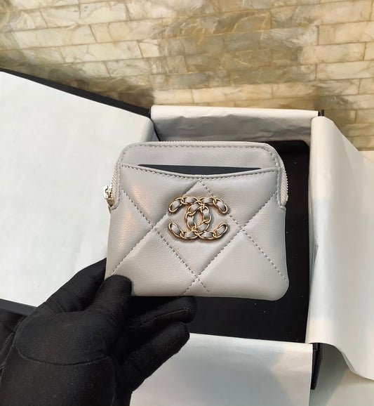 cc CO-CO Card Holder 12cm/4.7in Gold Hardware For Women Grey