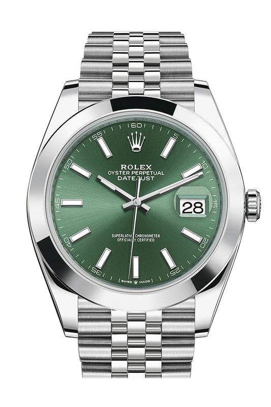 Rlx Datejust 41 Green Stick Dial Jubilee Men's Watch 126300 126300-0020